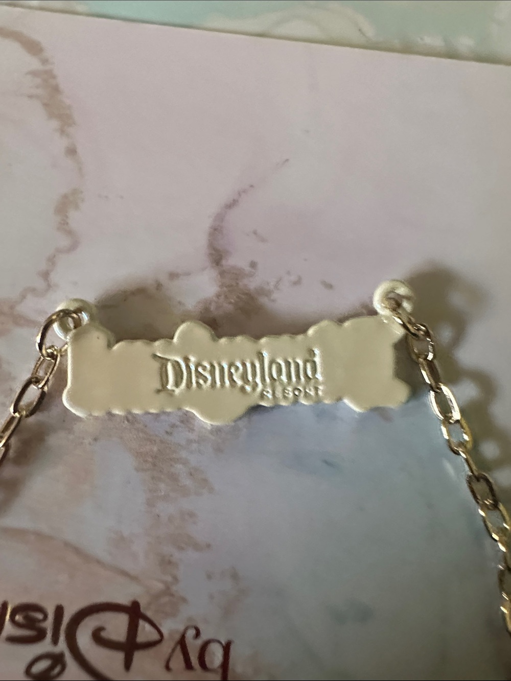 Disney Disneyland Script Logo Necklace - Gold Tone - Picture 6 of 7